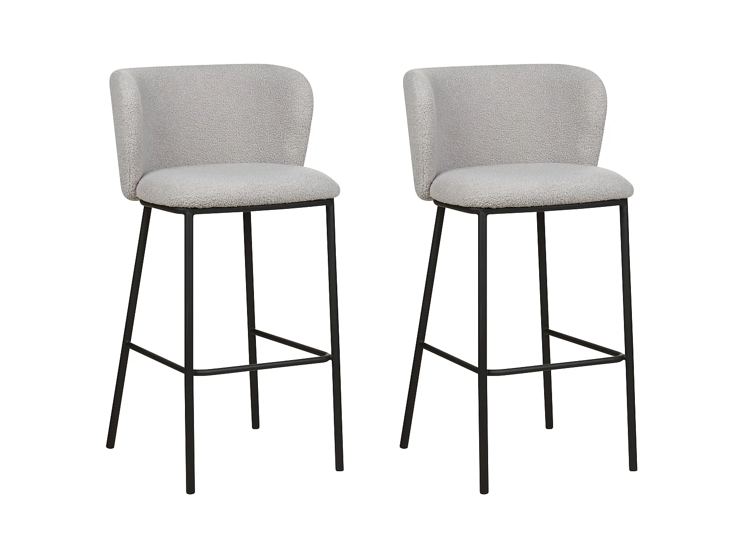 Lot de 2 chaises de bar MINA Bouclé Gris clair