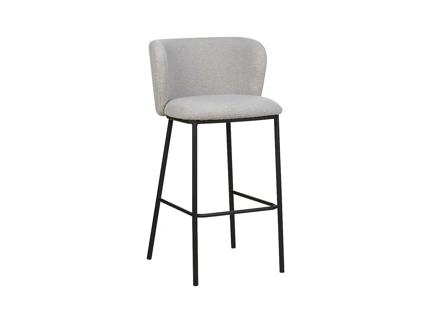 Lot de 2 chaises de bar MINA Bouclé Gris clair
