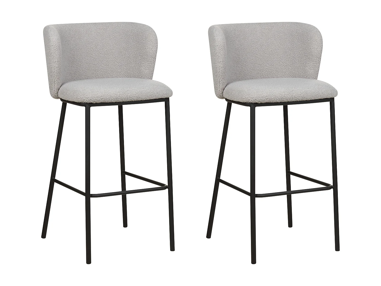 Lot de 2 chaises de bar MINA Bouclé Gris clair