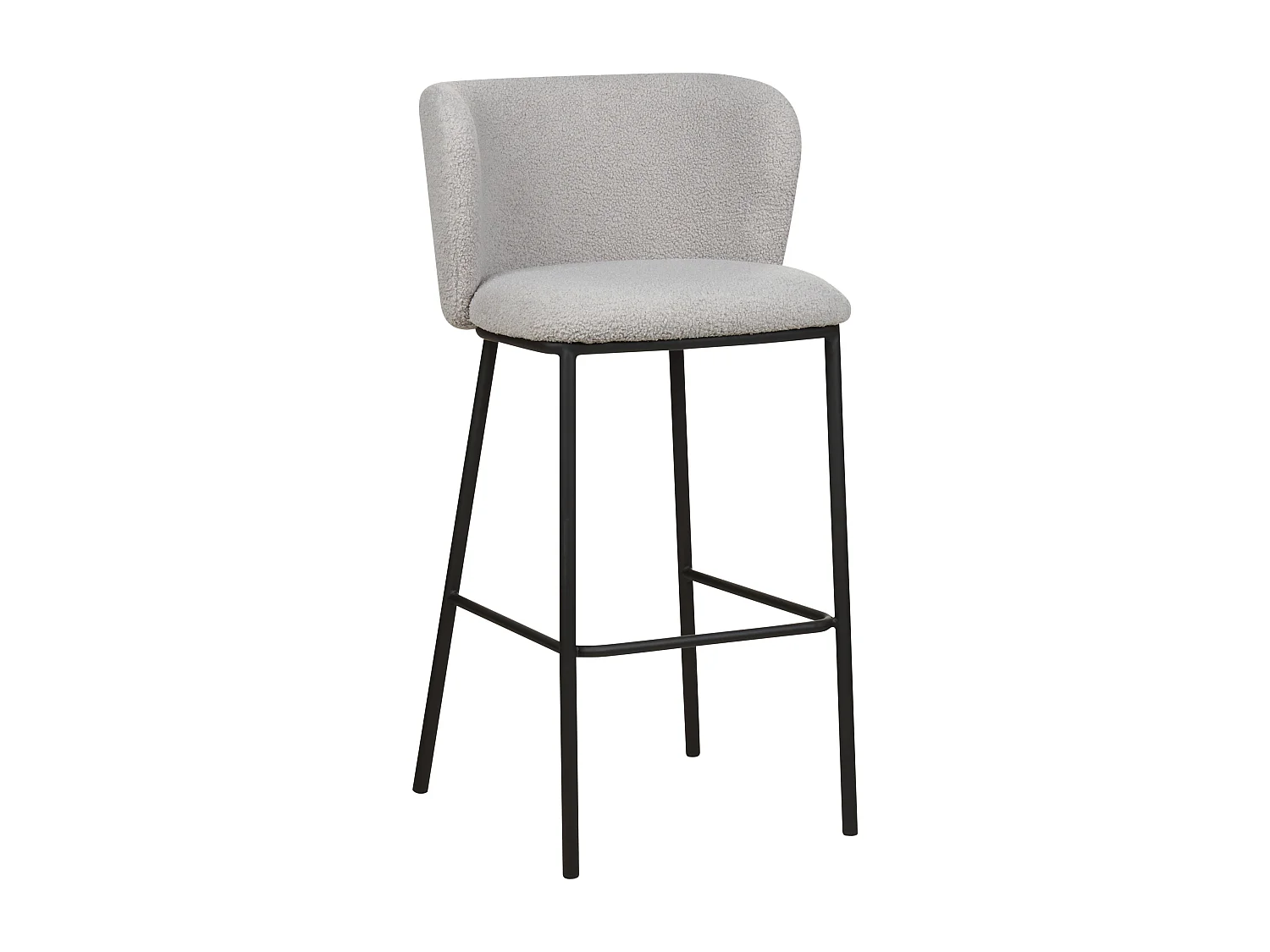 Lot de 2 chaises de bar MINA Bouclé Gris clair