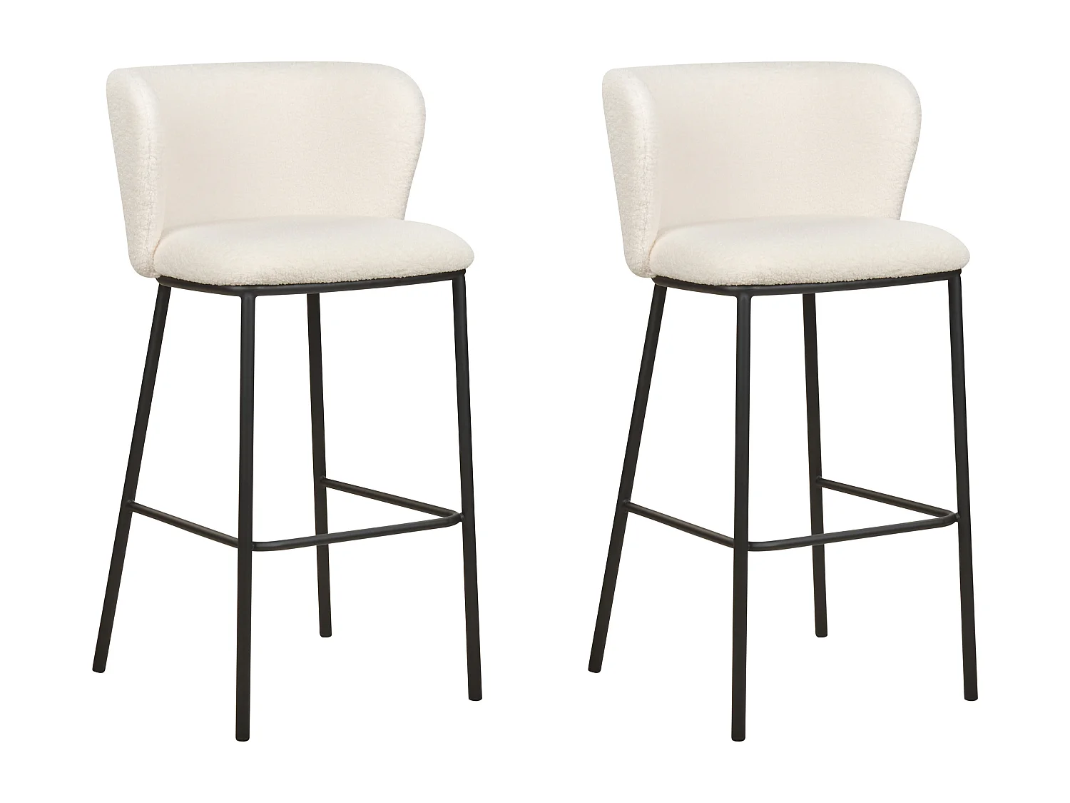 Lot de 2 chaises de bar MINA Bouclé Blanc