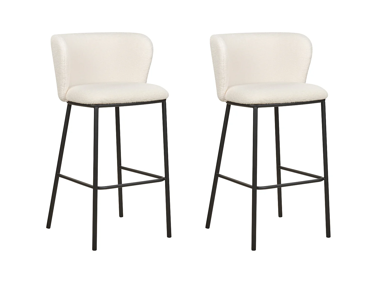 Lot de 2 chaises de bar MINA Bouclé Blanc
