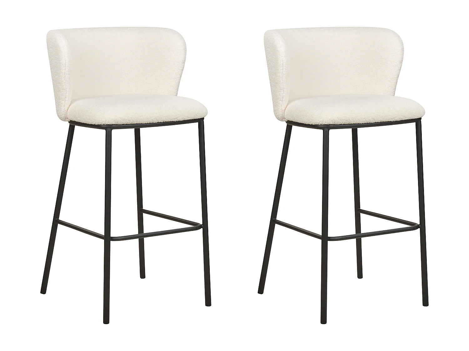 Zestaw 2 krzeseł barowych MINA Boucle Biały