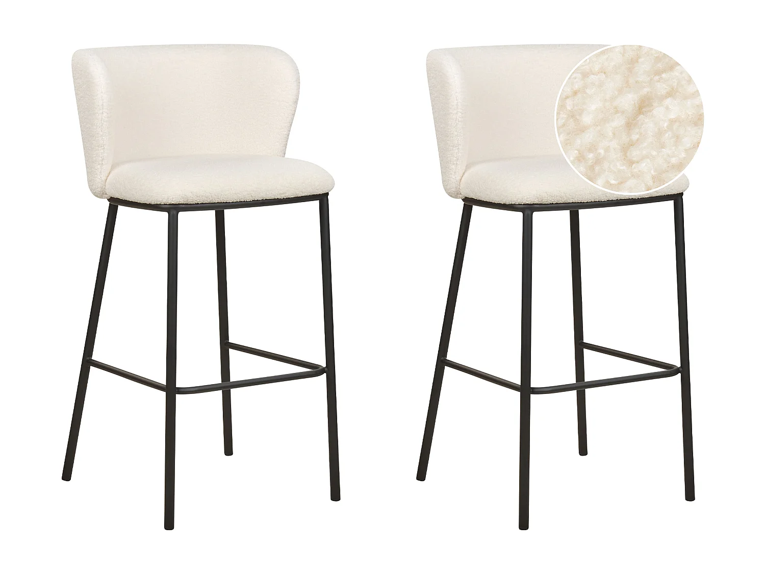 Conjunto de 2 sillas de bar MINA Bouclé Blanco