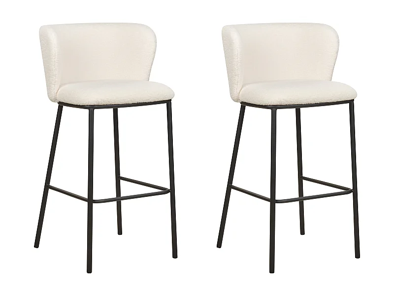 Lot de 2 chaises de bar MINA Bouclé Blanc