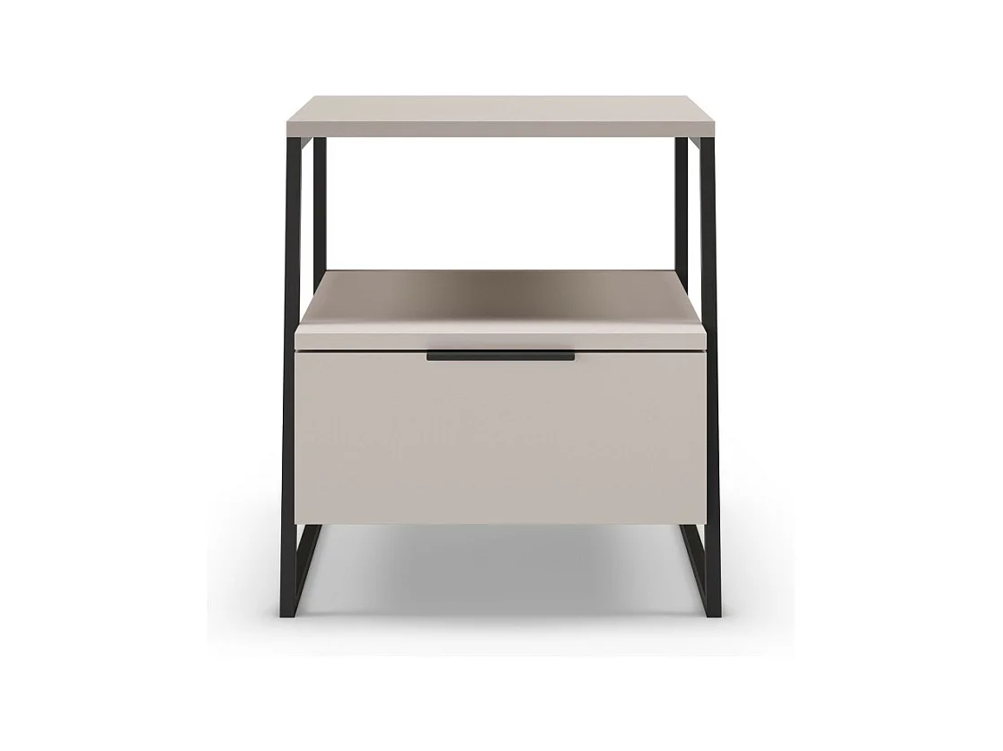 Sway - Table de chevet 1 tiroir en bois et métal  - Beige