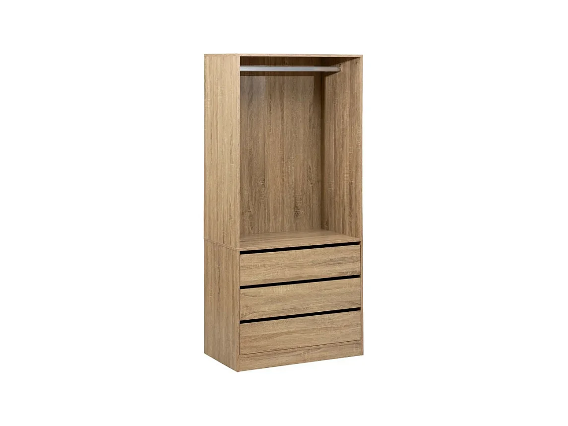 Dressing Penderie 3 Tiroirs "Black Edition" 180cm Naturel