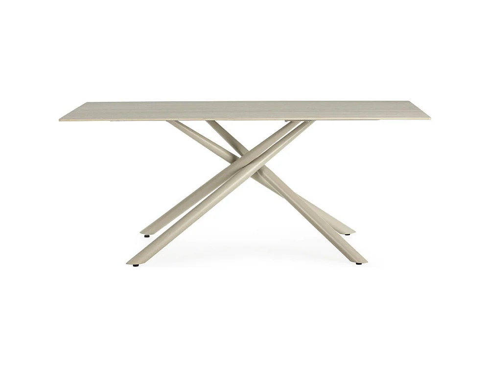 Vika - Table à manger 8 places en céramique et métal - Beige