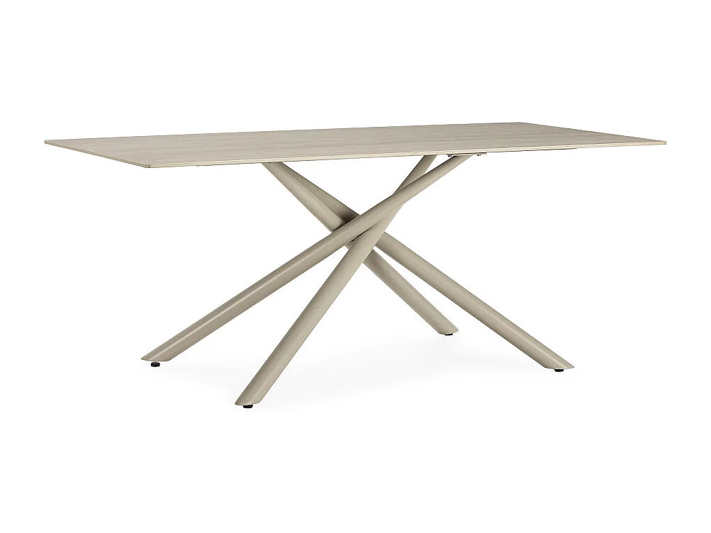 Vika - Table à manger 8 places en céramique et métal - Beige