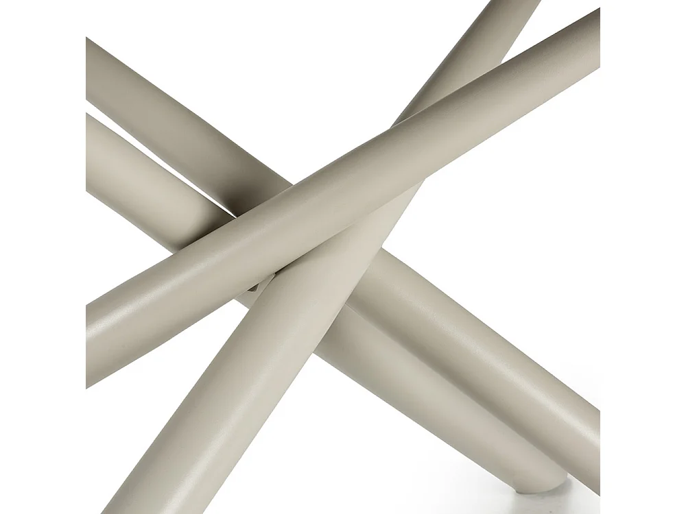 Vika - Table à manger 8 places en céramique et métal - Beige