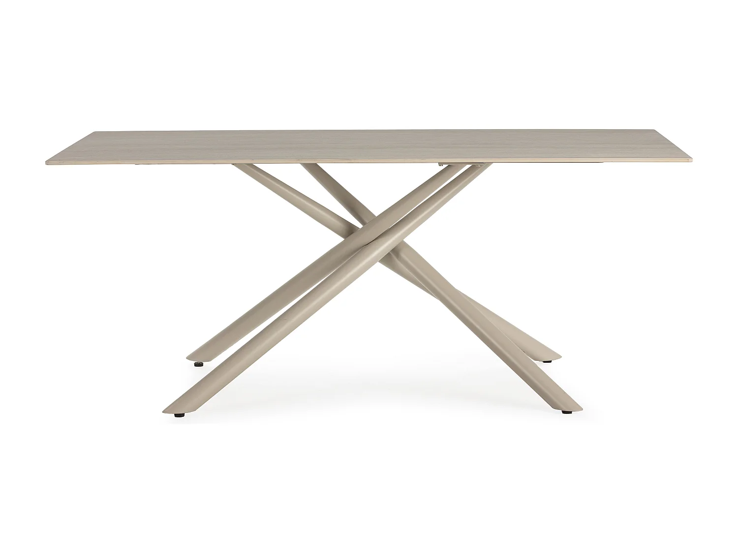 Vika - Table à manger 8 places en céramique et métal - Beige