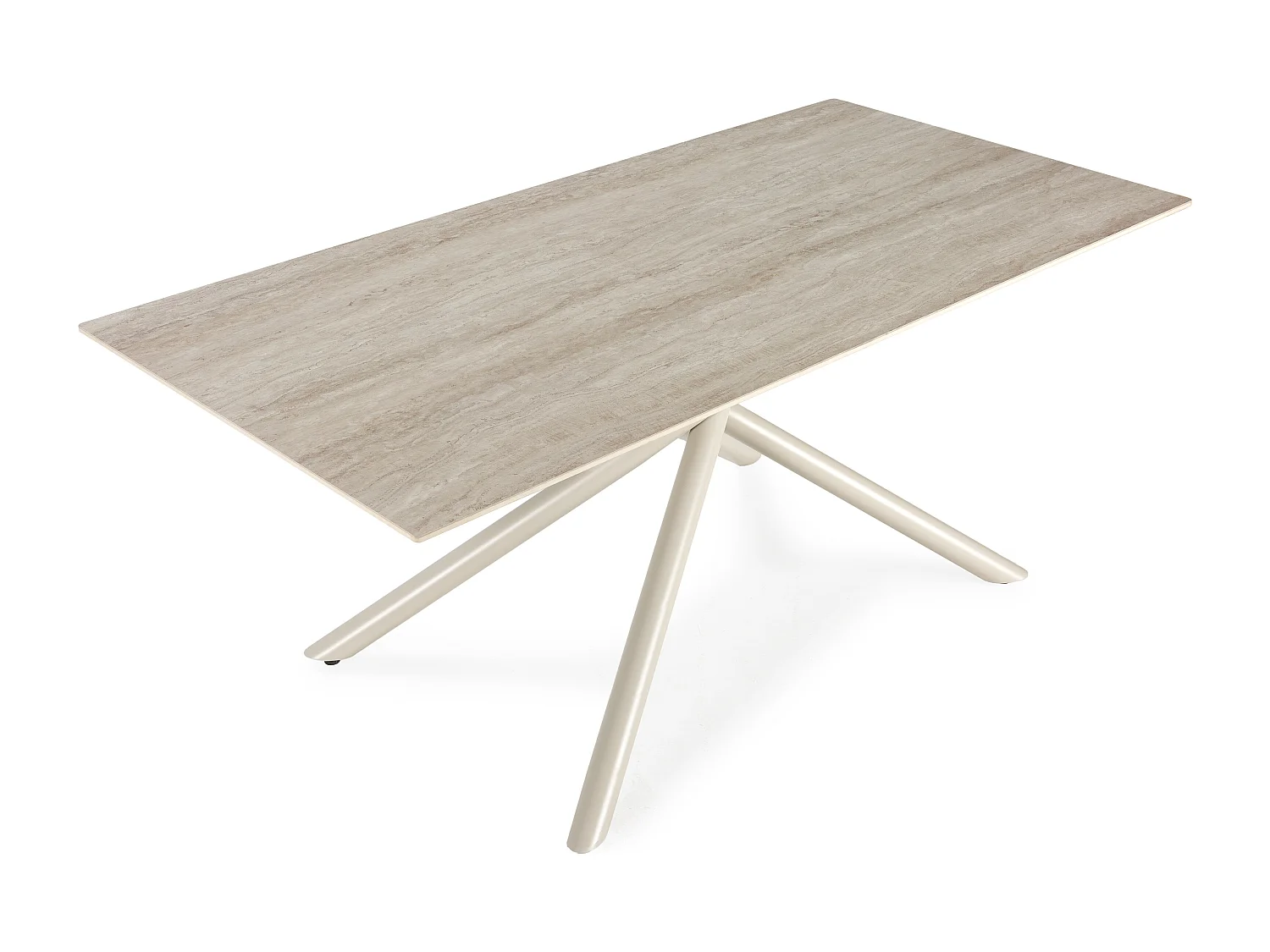 Vika - Table à manger 8 places en céramique et métal - Beige