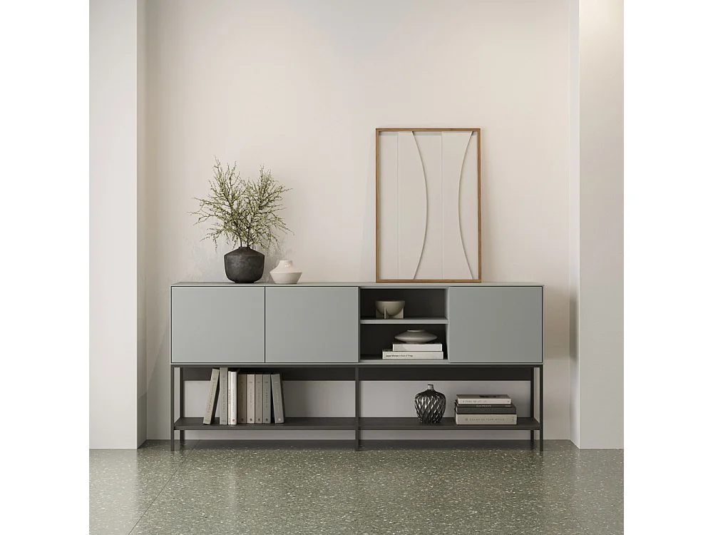 Noxa - Buffet 3 portes en bois et métal L180cm - Vert amande