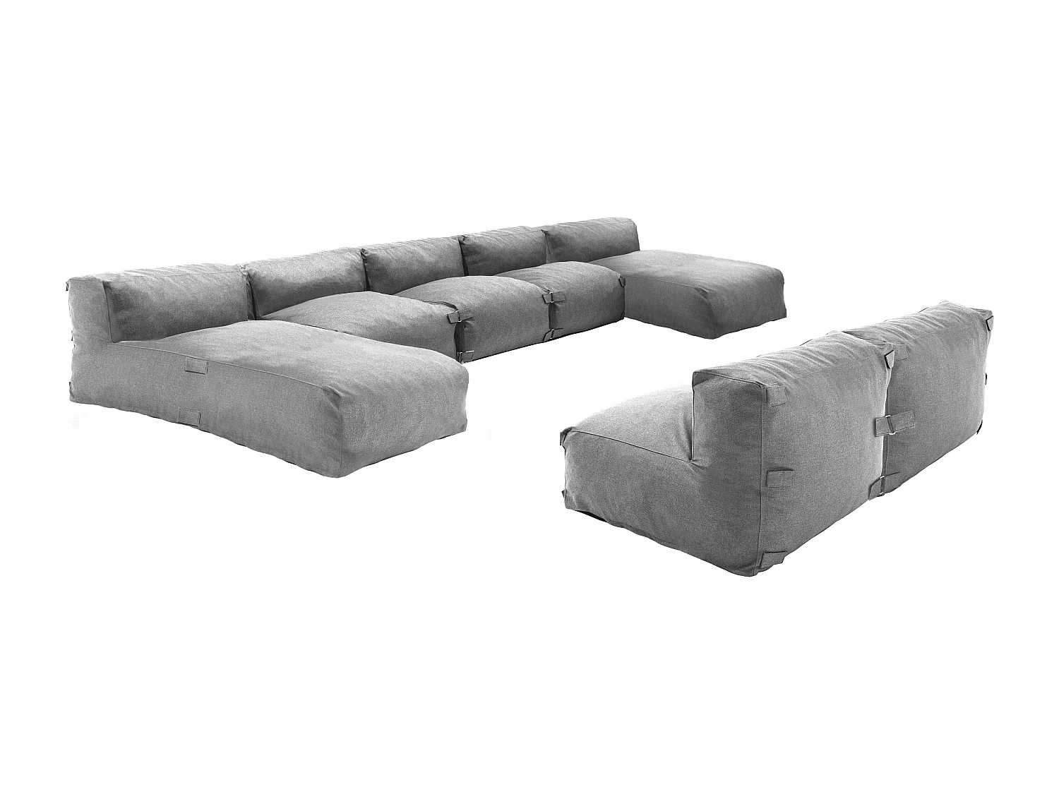 Salon de jardin modulable 7 places avec 2 méridiennes gris - Mixi