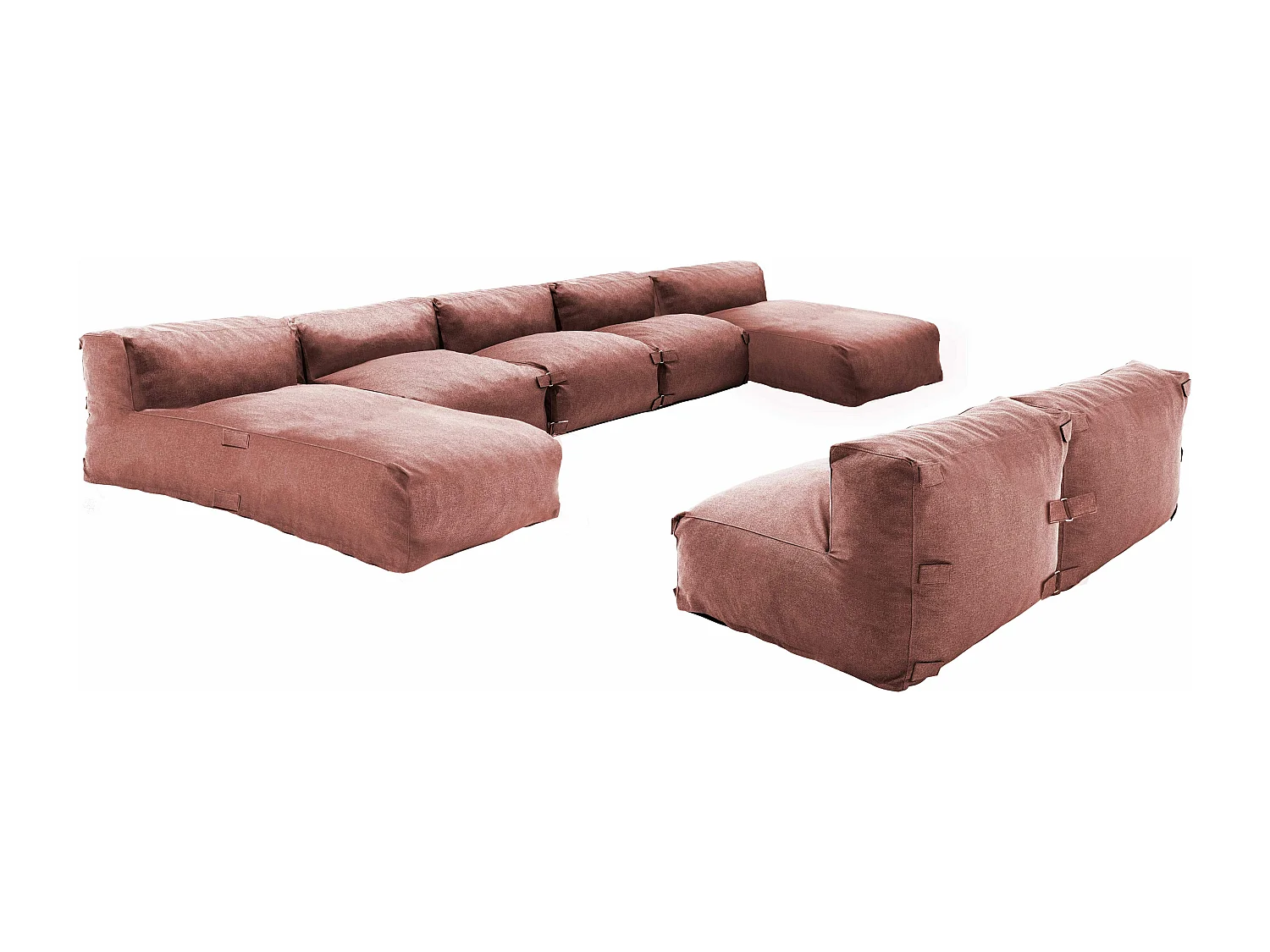 Salon de jardin modulable 7 places avec 2 méridiennes terracotta - Mixi