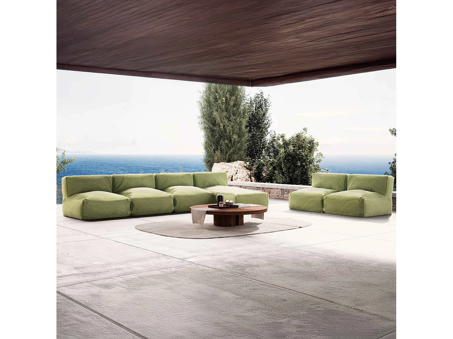 Salon de jardin modulable 6 places vert cactus - Mixi