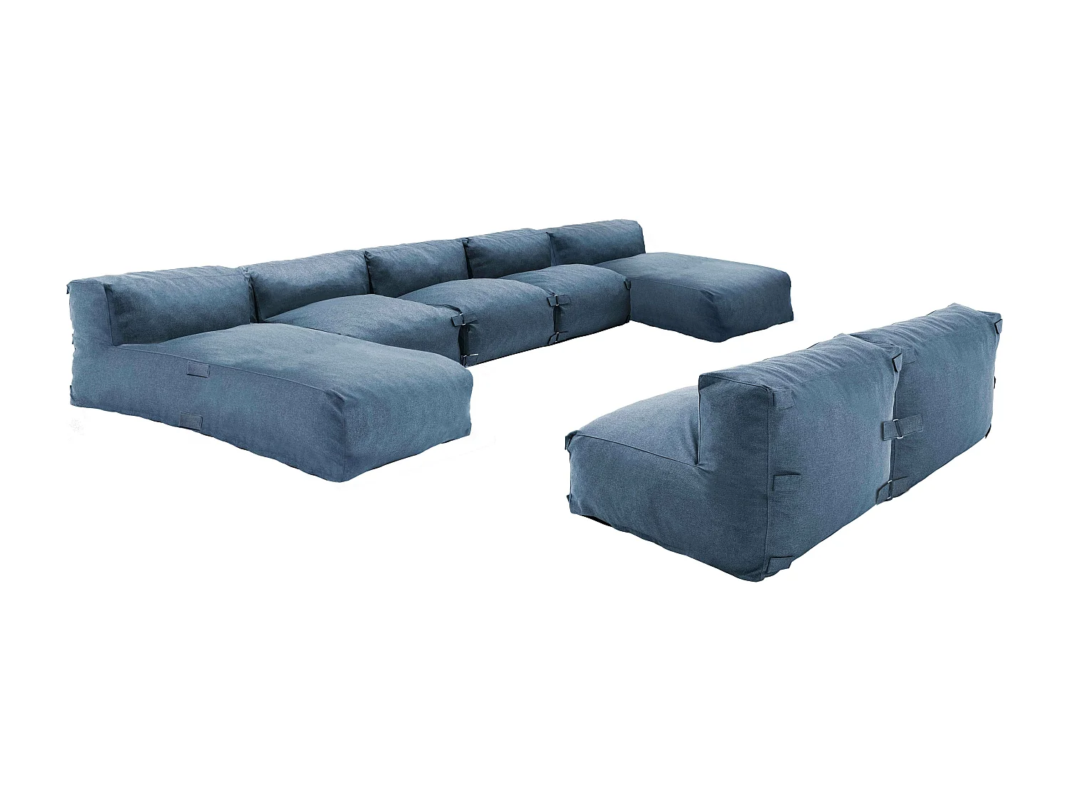 Salon de jardin modulable 7 places avec 2 méridiennes bleu pacific - Mixi