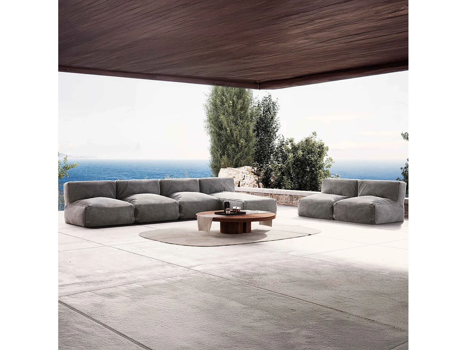 Salon de jardin modulable 6 places gris - Mixi