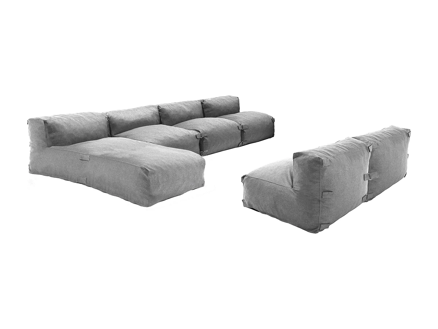 Salon de jardin modulable 6 places gris - Mixi