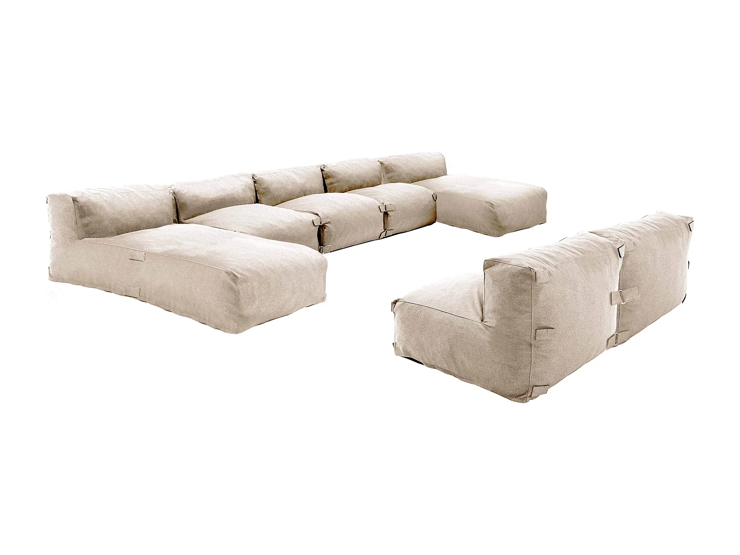 Salon de jardin modulable 7 places avec 2 méridiennes beige - Mixi