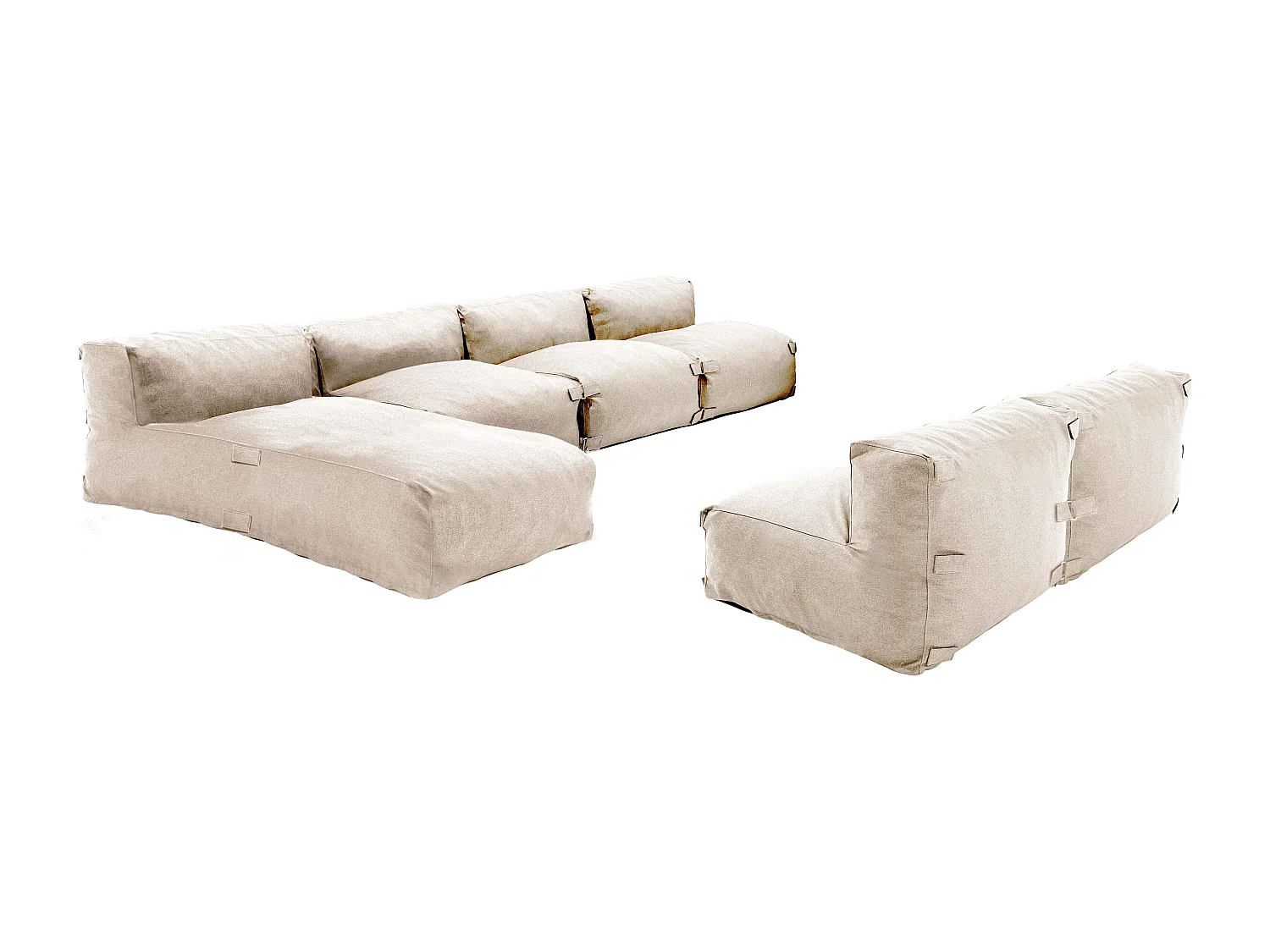 Modulair 6-zits tuinmeubel met beige chaise longue