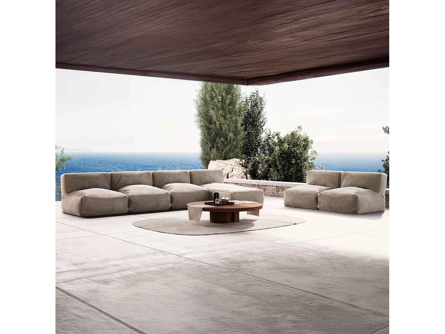 Salon de jardin modulable 6 places beige - Mixi