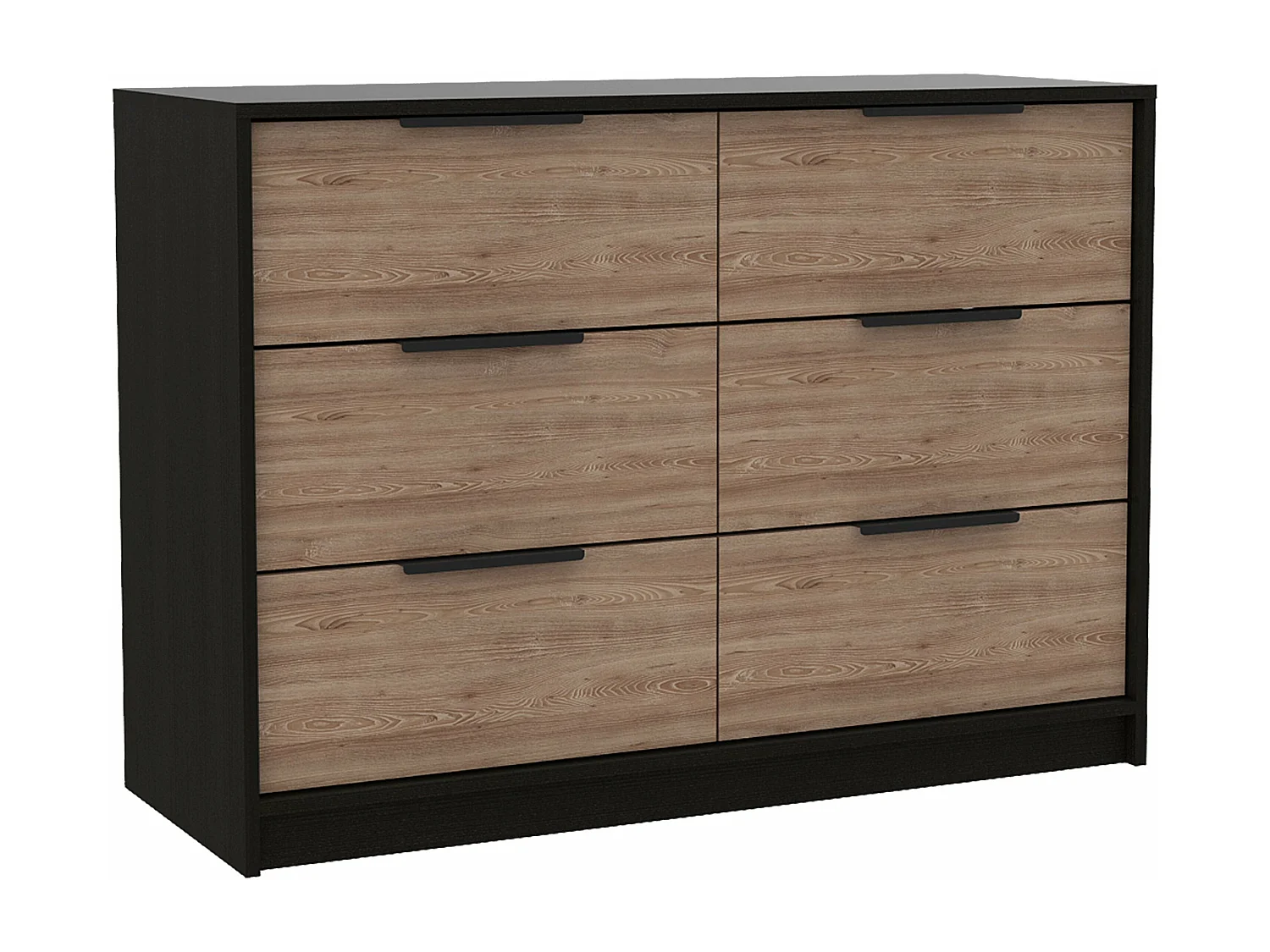 Cassettiera Kaia in melamina con 4 cassetti con guide metalliche e 2 armadietti inferiori, multicolore, 77.6 cm X 107 cm X 41.3 cm