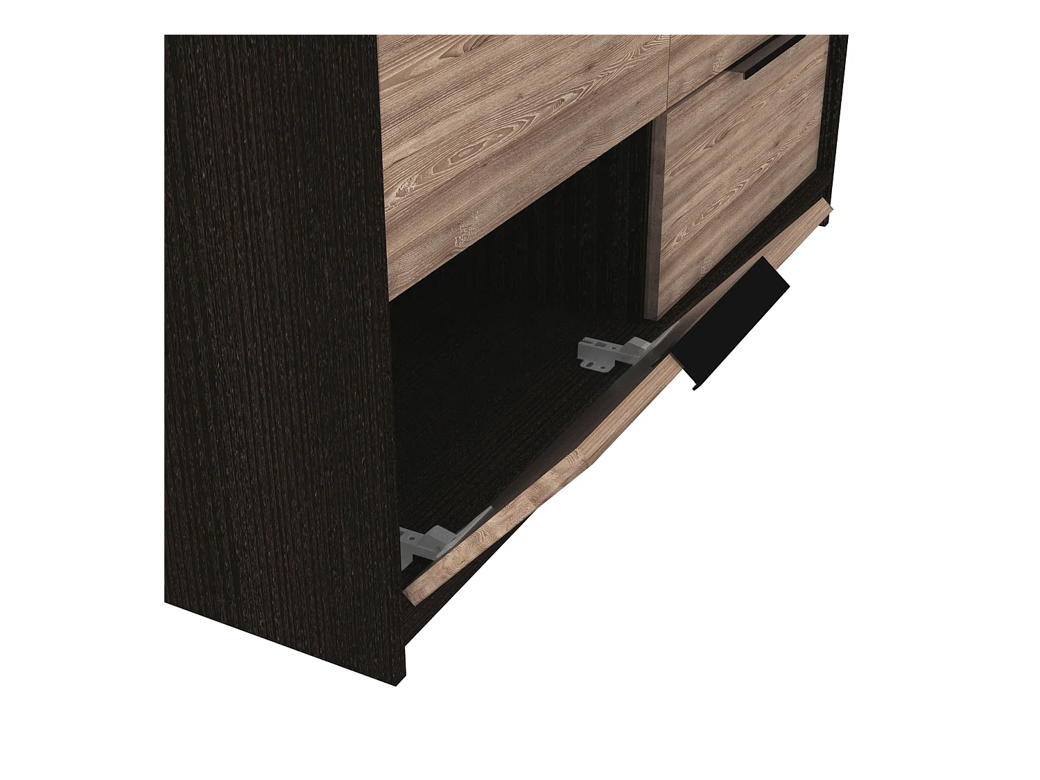 Commode Kaia en mélaminé avec 4 tiroirs avec rails métalliques et 2 meubles bas, multicolore, 77.6 cm X 107 cm X 41.3 cm