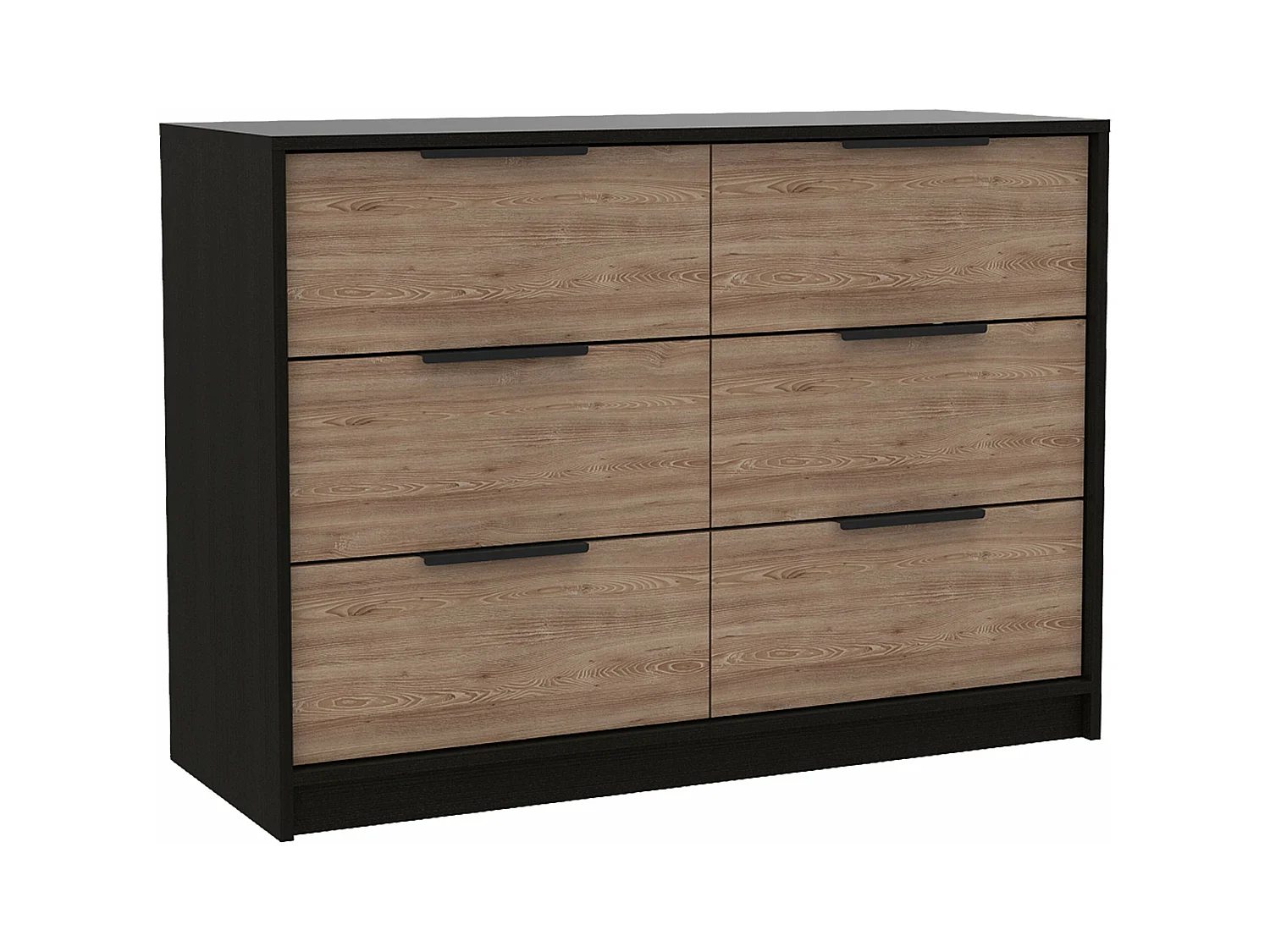 Commode Kaia en mélaminé avec 4 tiroirs avec rails métalliques et 2 meubles bas, multicolore, 77.6 cm X 107 cm X 41.3 cm