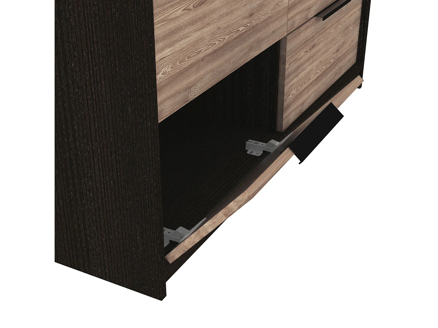 Cassettiera Kaia in melamina con 4 cassetti con guide metalliche e 2 armadietti inferiori, multicolore, 77.6 cm X 107 cm X 41.3 cm