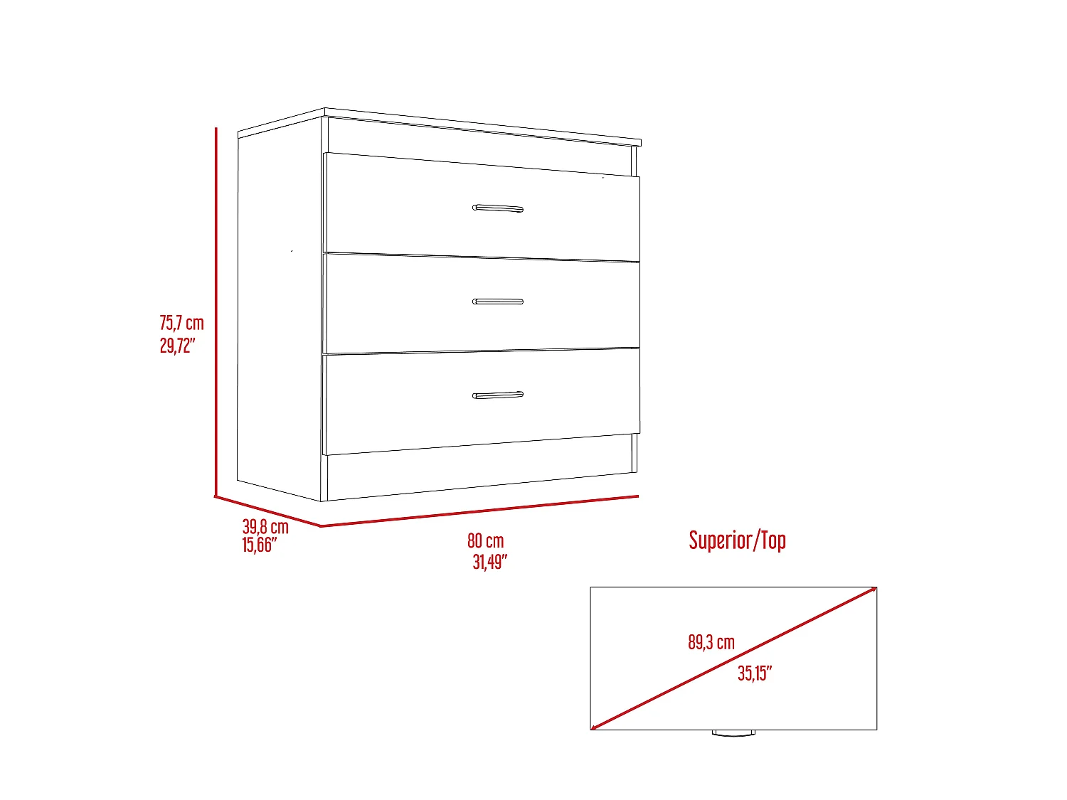 TUHOME CONCEPT Cassettiera Kaia da 107 cm, wengé e rovere miele