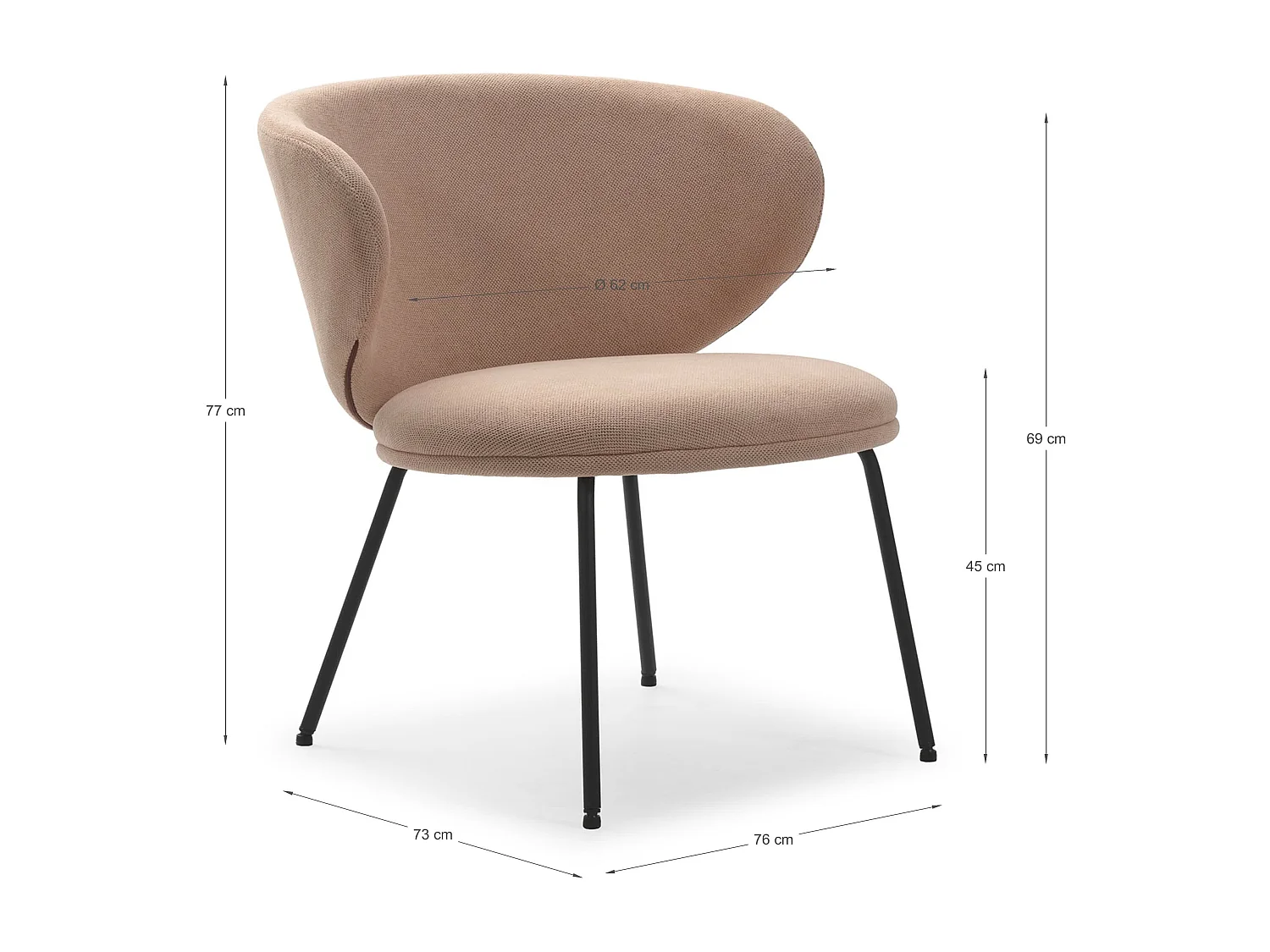 Havel - Fauteuil en tissu et métal - Rose