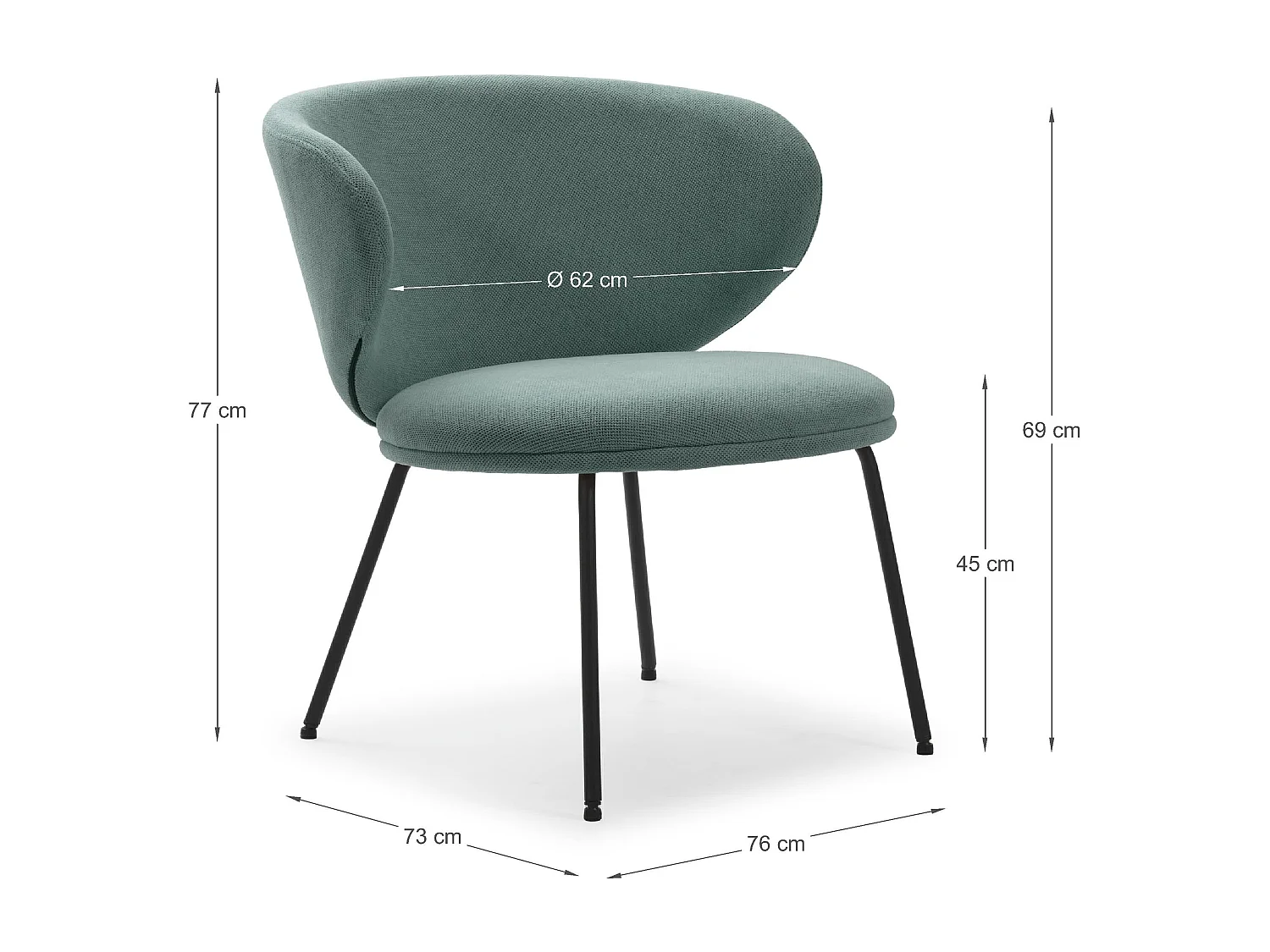 Havel - Fauteuil en tissu et métal - vert eucalyptus