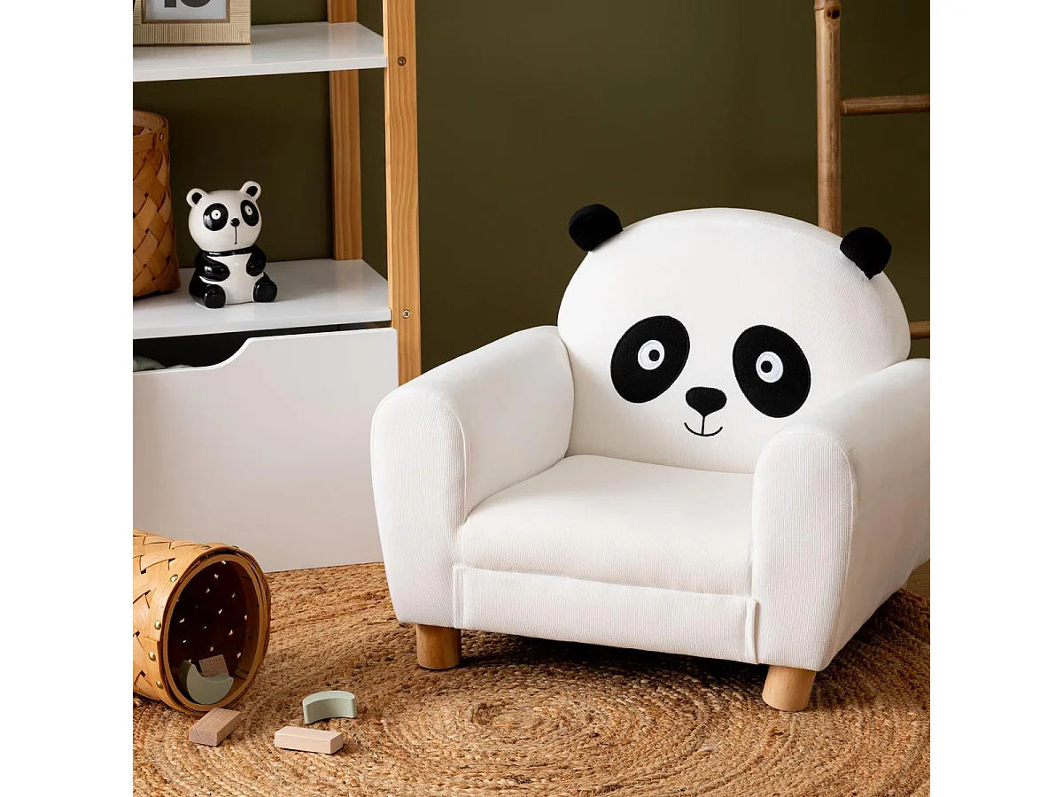 Fauteuil Enfant "Panda" 53cm Blanc & Noir