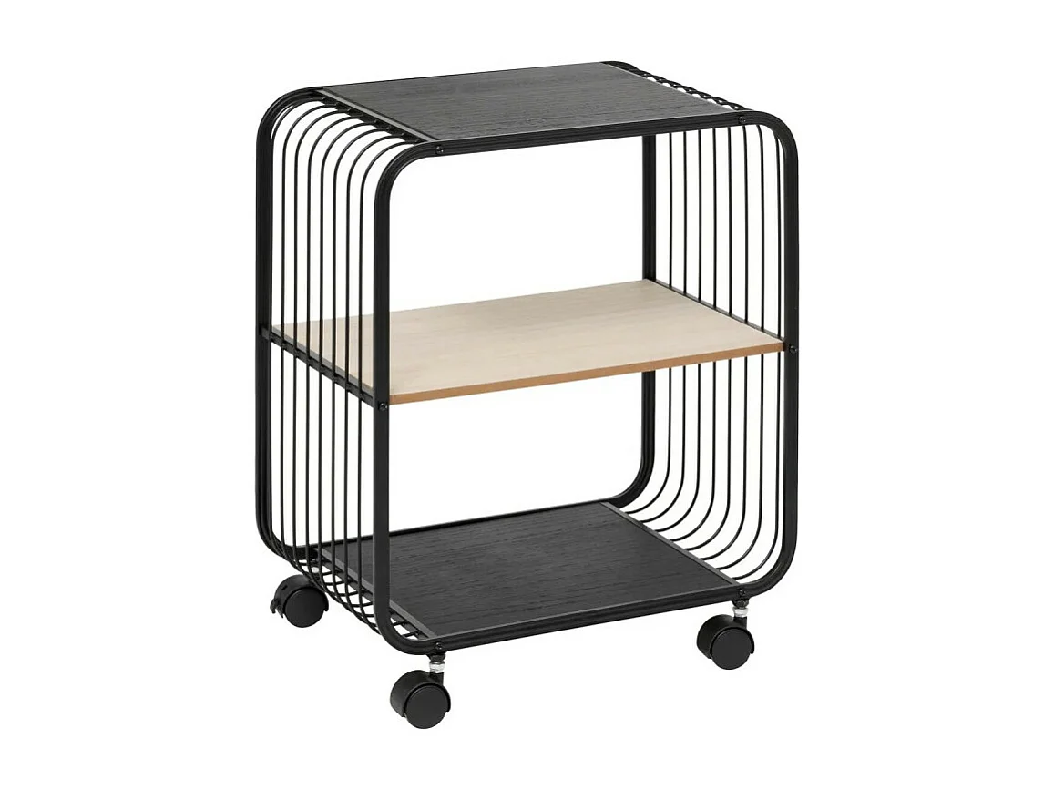 Étagère à Roulettes 2 Niveaux "Bert" 53cm Noir