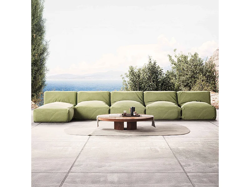 Salon de jardin modulable 5 places vert cactus - Mixi