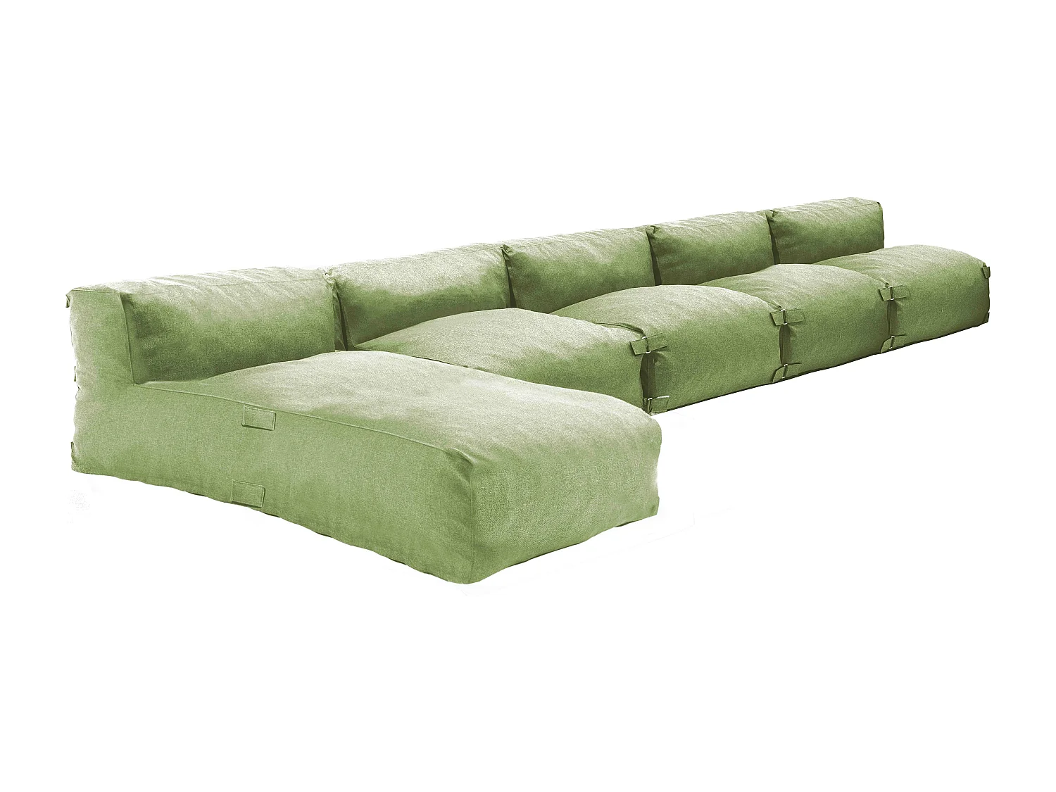 5-zits modulair tuinmeubel met cactusgroene chaise longue