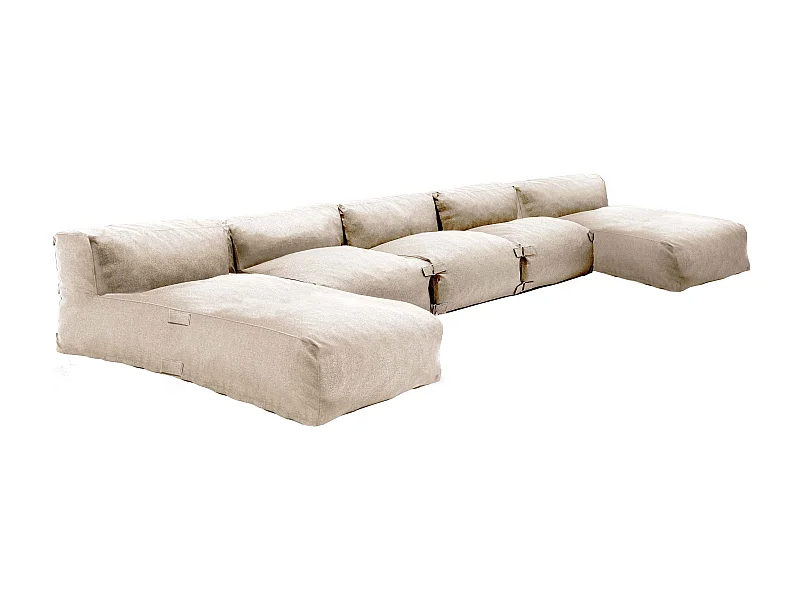 5-zits modulair tuinmeubel met beige chaise longue