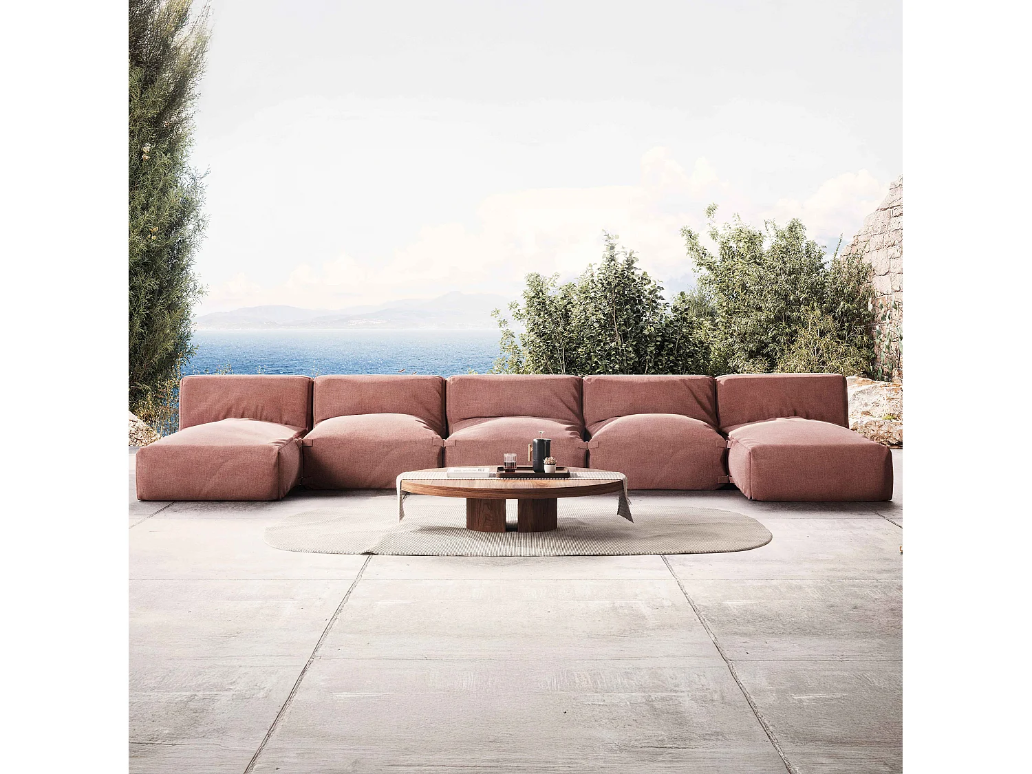 Salon de jardin modulable 5 places terracotta - Mixi