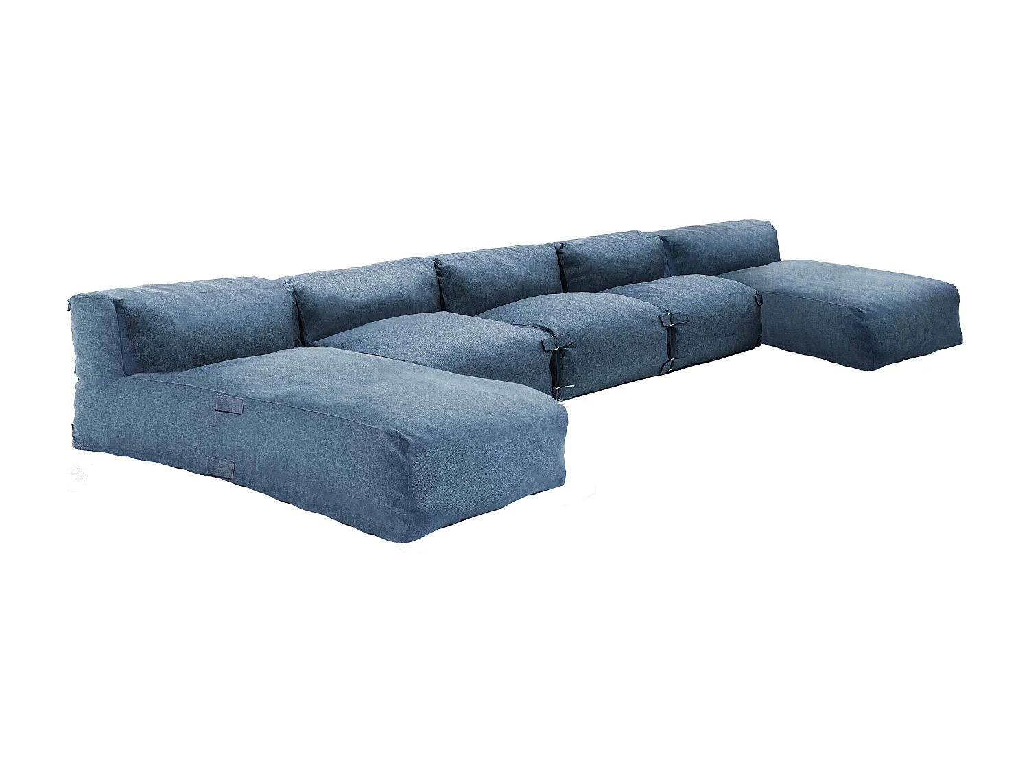 5-zits modulair tuinmeubel met pacific blue chaise longue