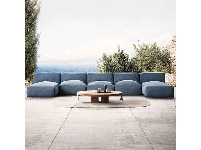 Salon de jardin modulable 5 places bleu pacific - Mixi