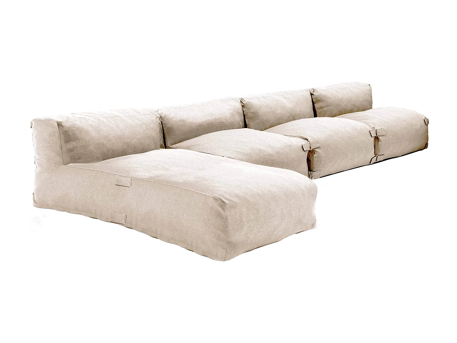 Modulair 4-zits tuinmeubel met beige chaise longue