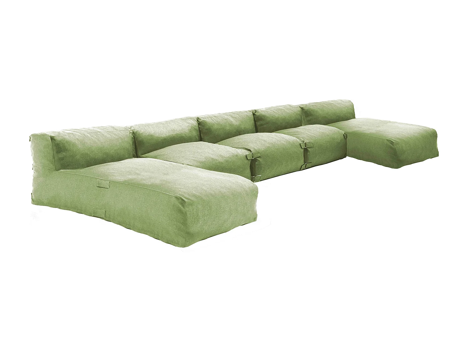 5-zits modulair tuinmeubel met cactusgroene chaise longue