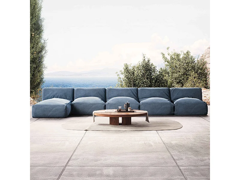 Salon de jardin modulable 5 places bleu pacific - Mixi