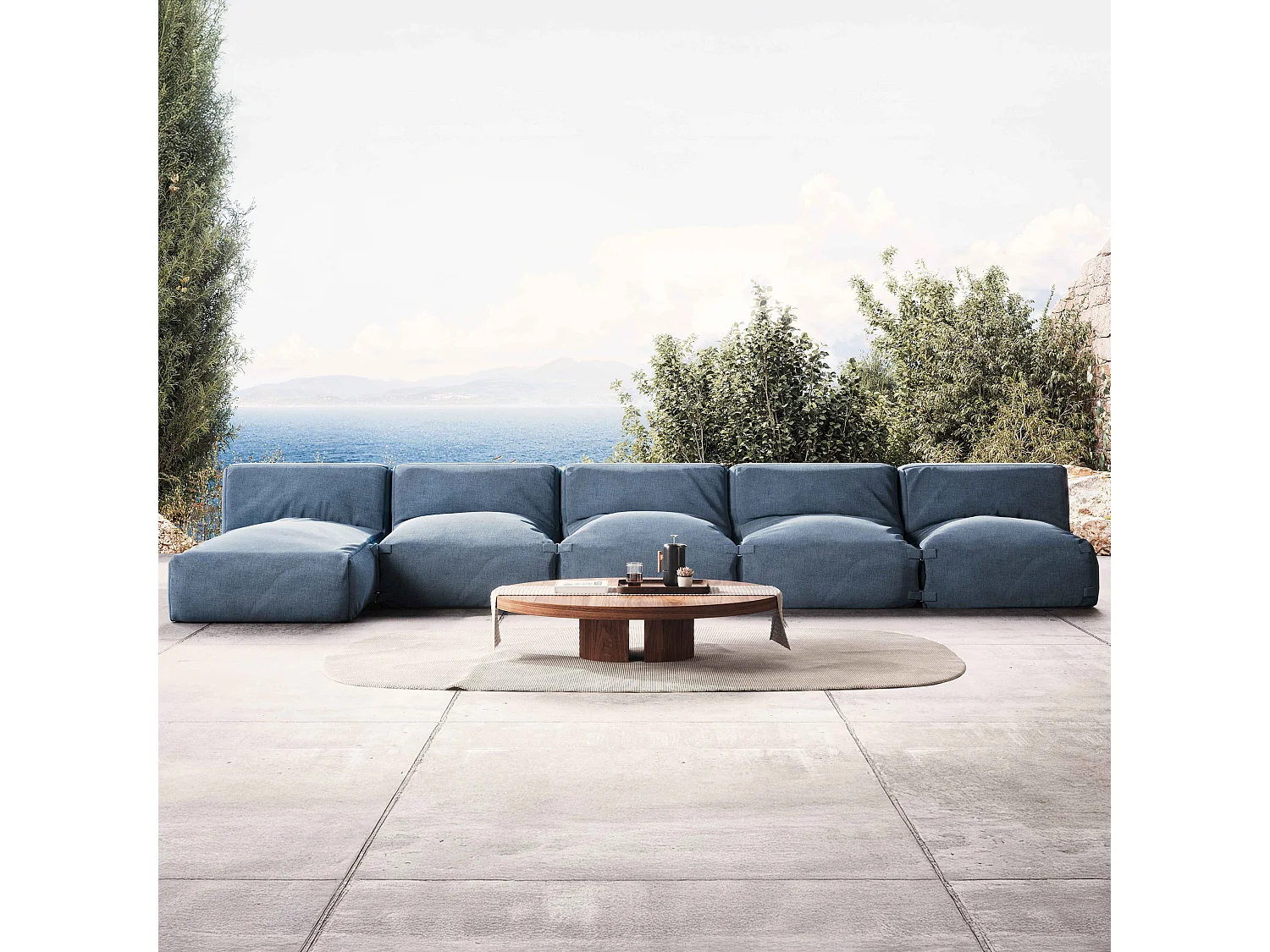 Salon de jardin modulable 5 places bleu pacific - Mixi