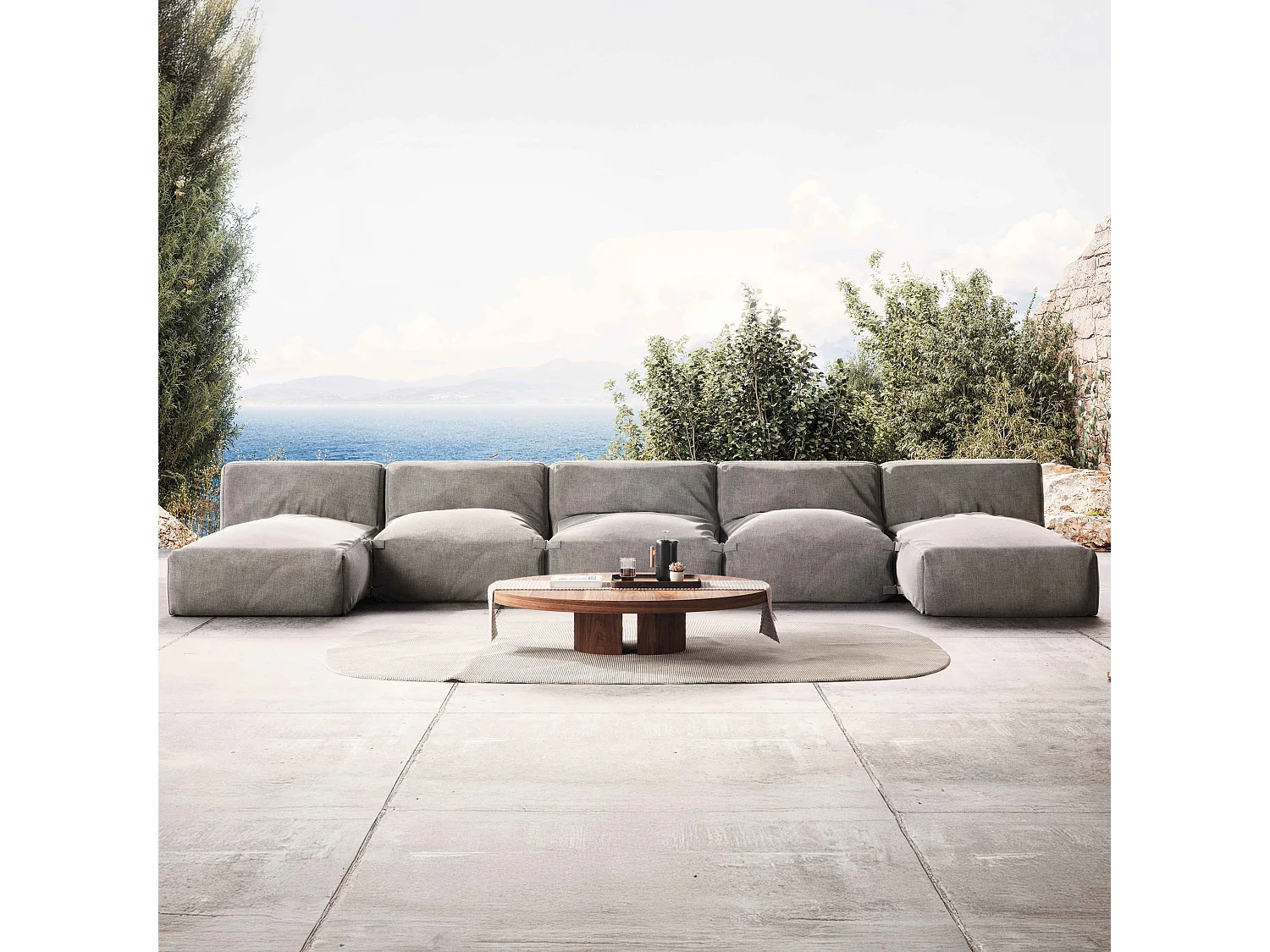 Salon de jardin modulable 5 places gris - Mixi