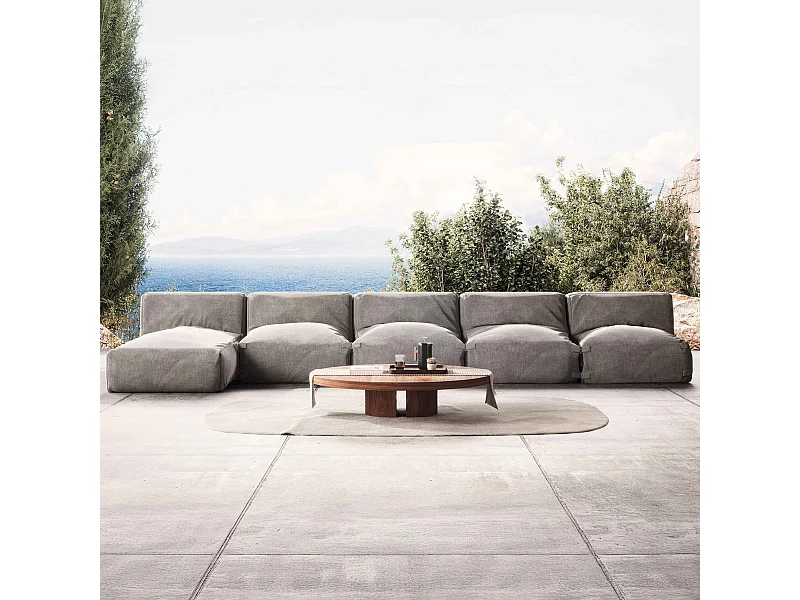 Salon de jardin modulable 5 places gris - Mixi