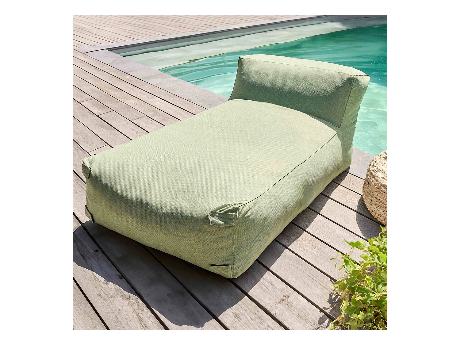 Modulair 2-zits tuinmeubel met cactusgroene chaise longue