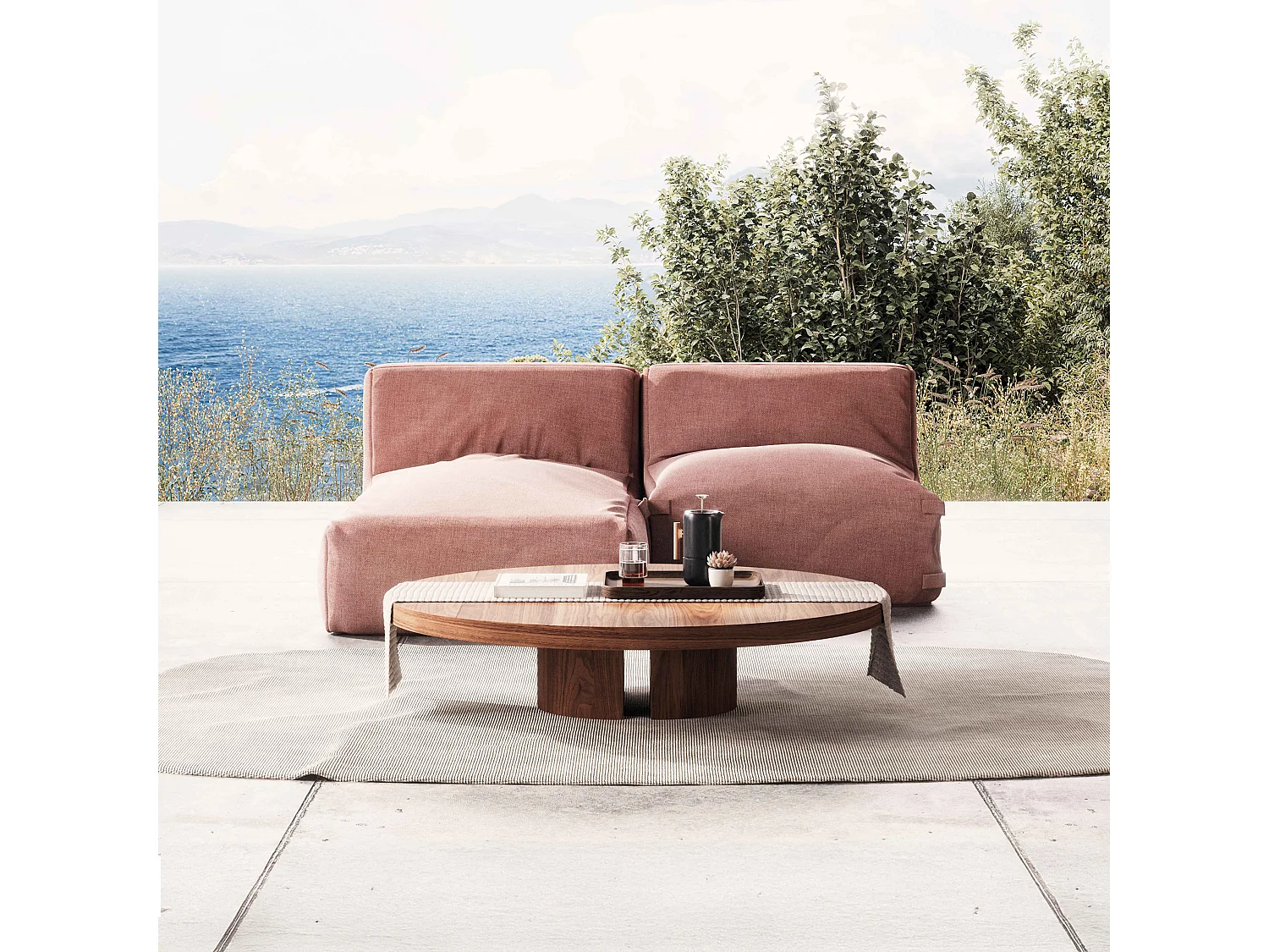 Salon de jardin modulable 2 places terracotta - Mixi