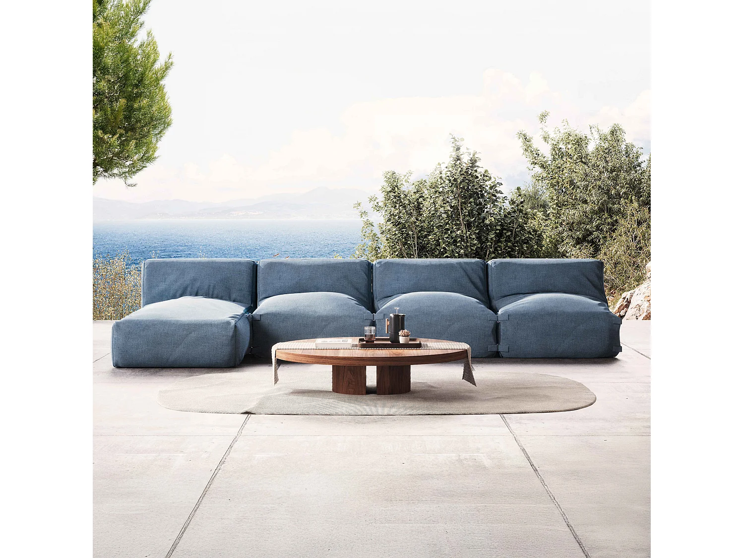 Salon de jardin modulable 4 places bleu pacific - Mixi